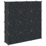 Storage Cube Organiser with 12 Cubes and Doors Black PP - Bargainia.com - 