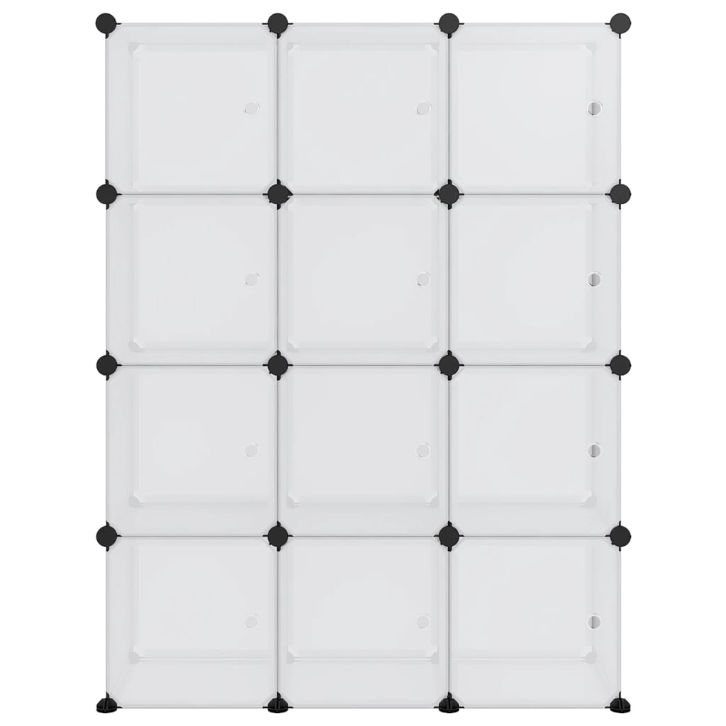 Storage Cube Organiser with 12 Cubes and Doors Transparent PP - Bargainia.com - 