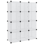 Storage Cube Organiser with 12 Cubes and Doors Transparent PP - Bargainia.com - 
