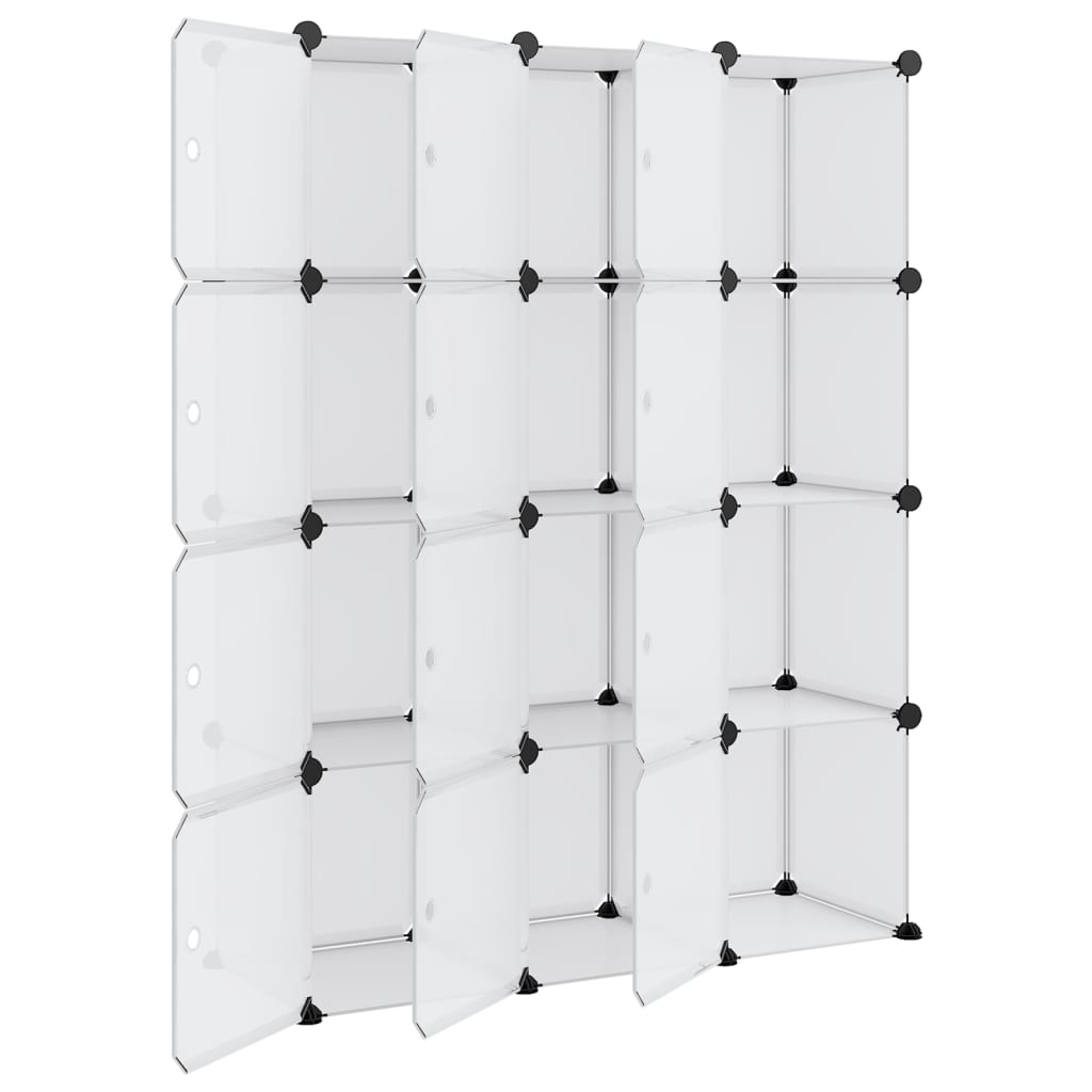 Storage Cube Organiser with 12 Cubes and Doors Transparent PP - Bargainia.com - 