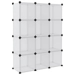 Storage Cube Organiser with 12 Cubes and Doors Transparent PP - Bargainia.com - 