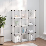 Storage Cube Organiser with 12 Cubes and Doors Transparent PP - Bargainia.com - 