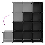 Storage Cube Organiser with 12 Cubes Black PP - Bargainia.com - 
