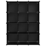 Storage Cube Organiser with 12 Cubes Black PP - Bargainia.com - 