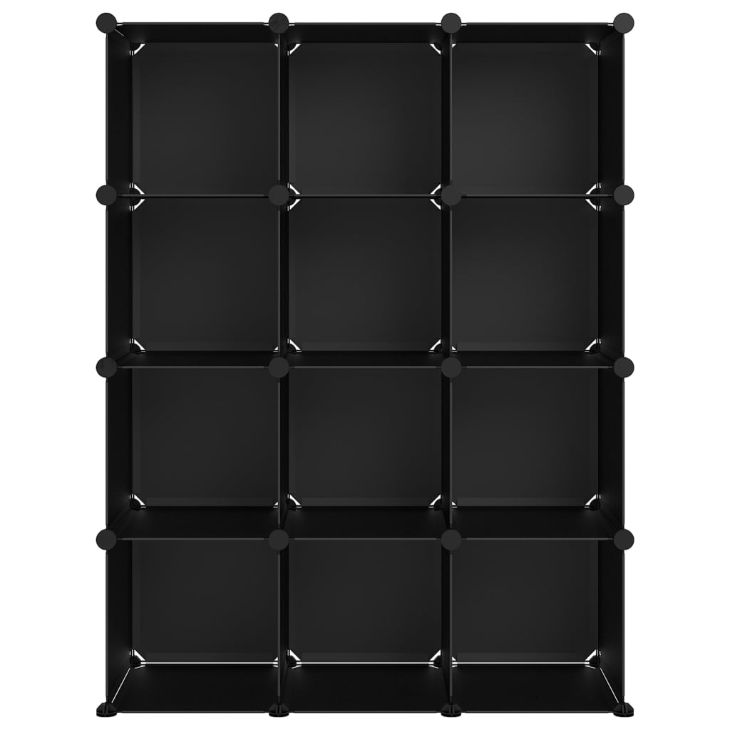 Storage Cube Organiser with 12 Cubes Black PP - Bargainia.com - 
