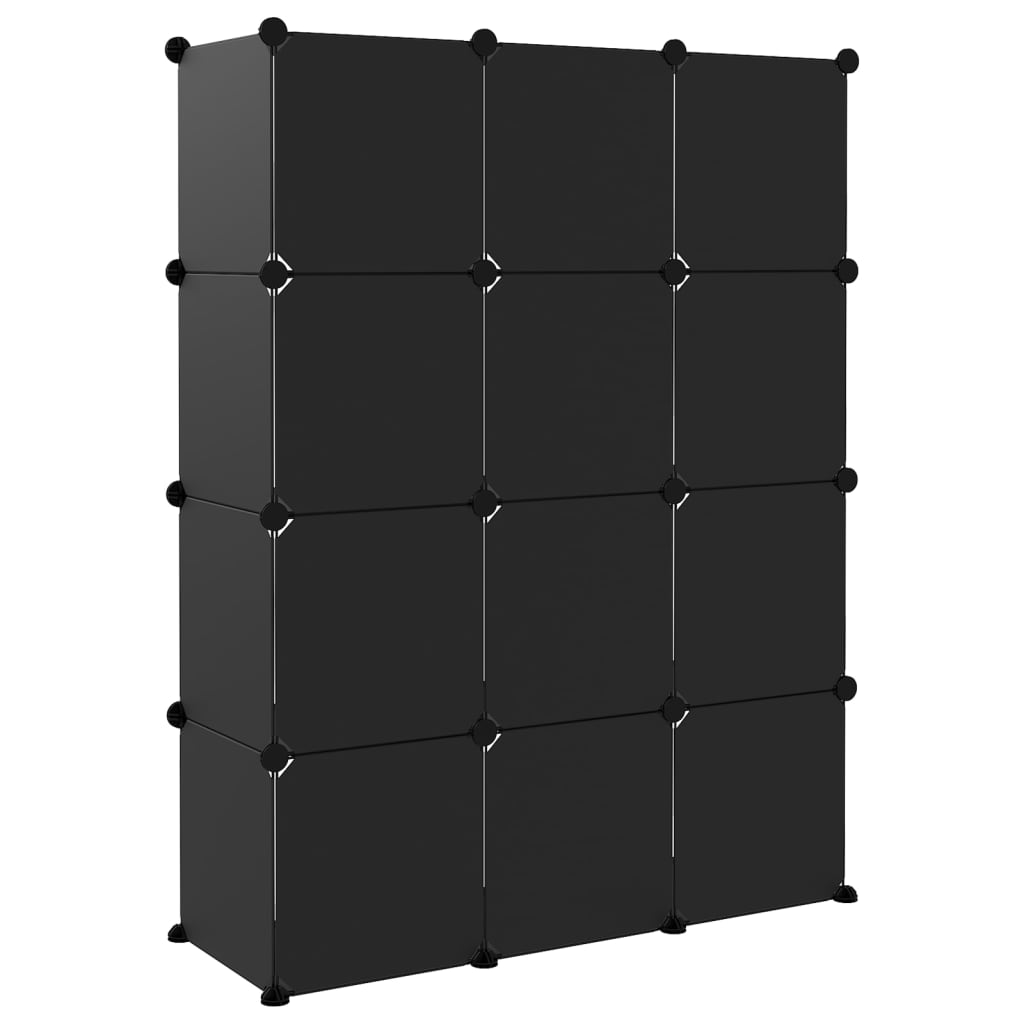 Storage Cube Organiser with 12 Cubes Black PP - Bargainia.com - 