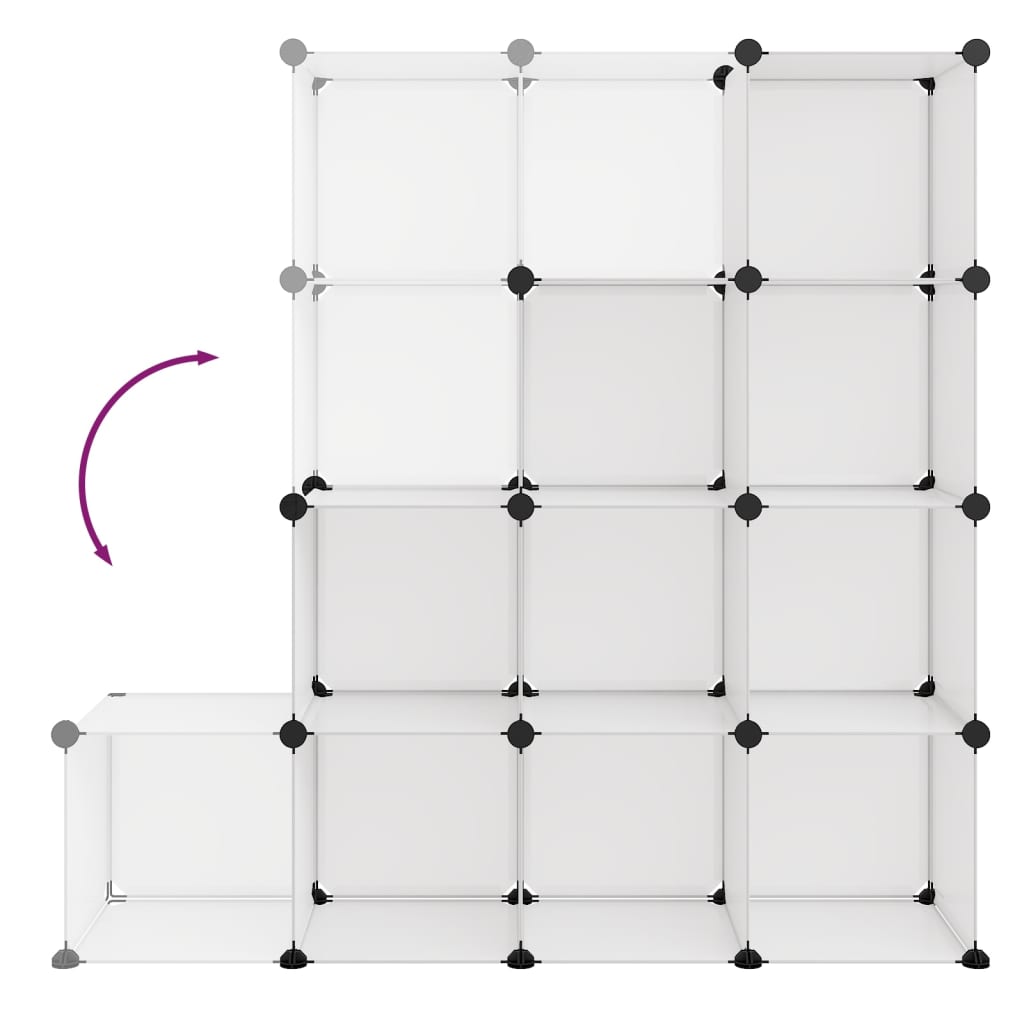 Storage Cube Organiser with 12 Cubes Transparent PP - Bargainia.com - 
