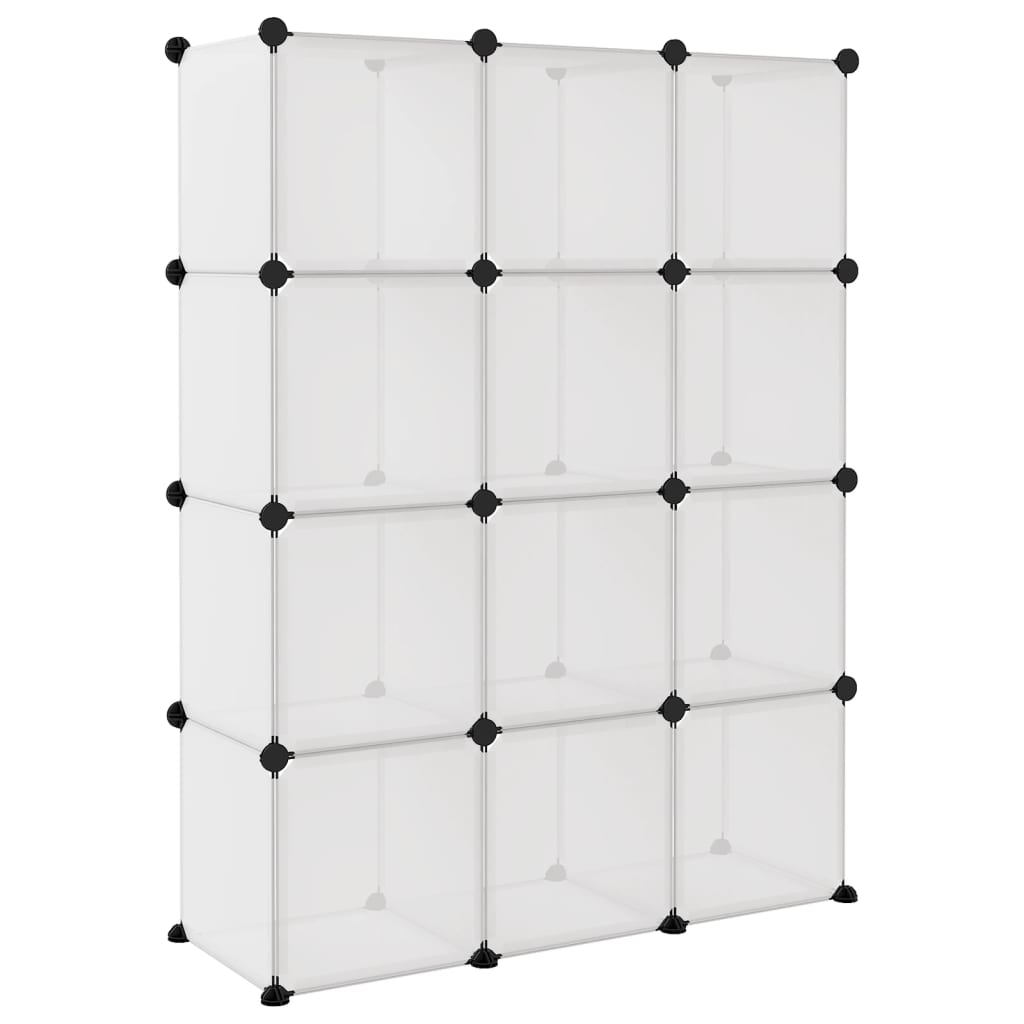 Storage Cube Organiser with 12 Cubes Transparent PP - Bargainia.com - 