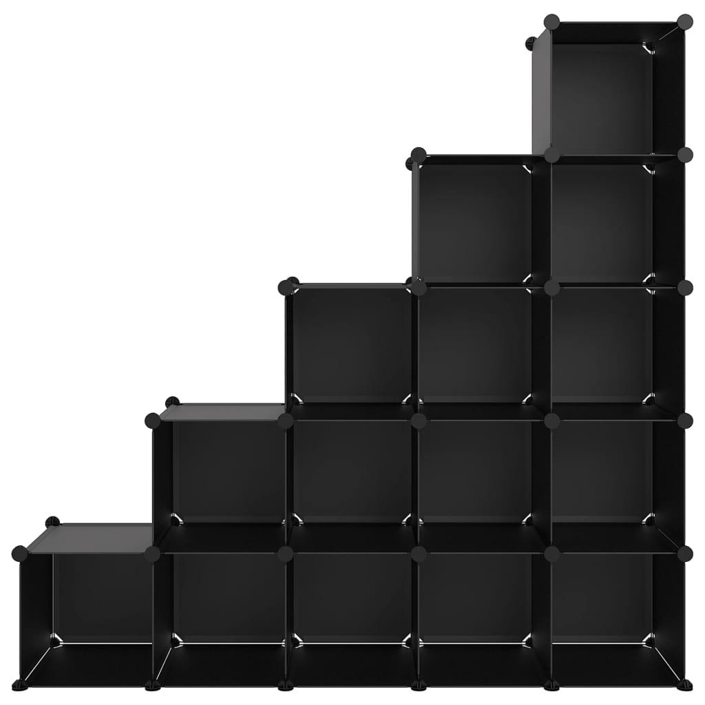 Storage Cube Organiser with 15 Cubes Black PP - Bargainia.com - 