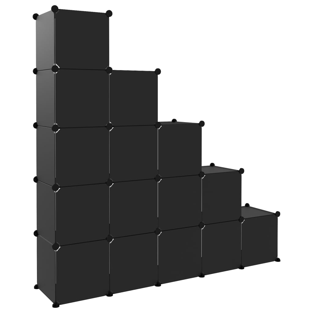 Storage Cube Organiser with 15 Cubes Black PP - Bargainia.com - 