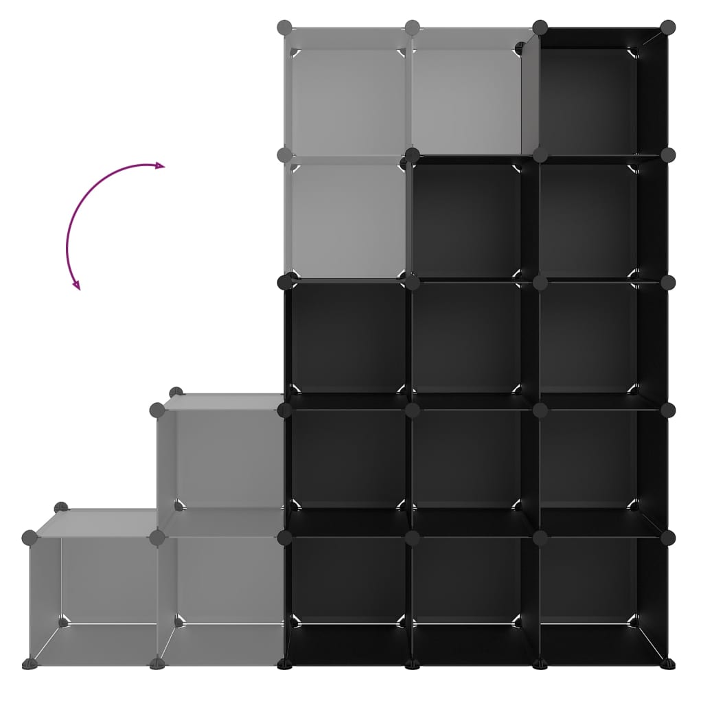 Storage Cube Organiser with 15 Cubes Black PP - Bargainia.com - 