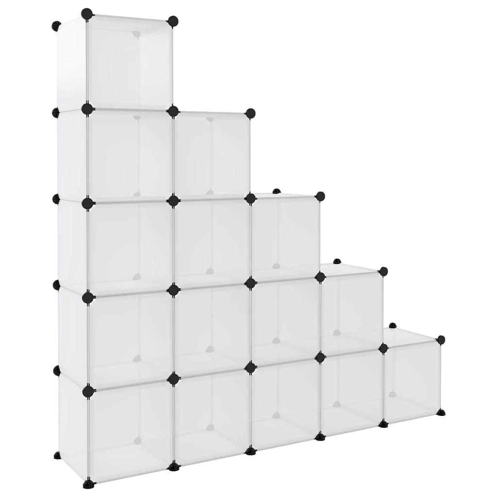 Storage Cube Organiser with 15 Cubes Transparent PP - Bargainia.com - 