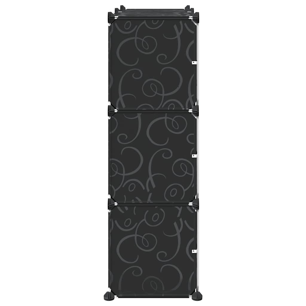 Storage Cube Organiser with 6 Cubes and Doors Black PP - Bargainia.com - 