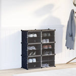 Storage Cube Organiser with 6 Cubes and Doors Black PP - Bargainia.com - 
