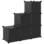 Storage Cube Organiser with 6 Cubes Black PP - Bargainia.com - 