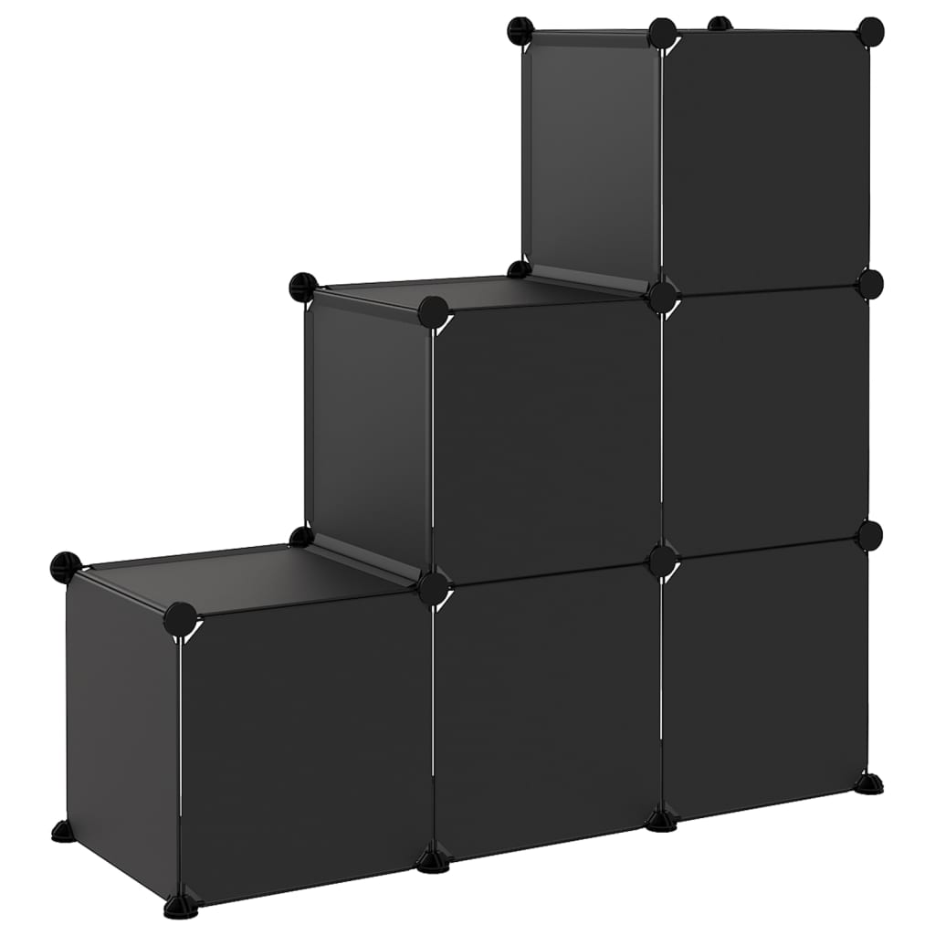 Storage Cube Organiser with 6 Cubes Black PP - Bargainia.com - 