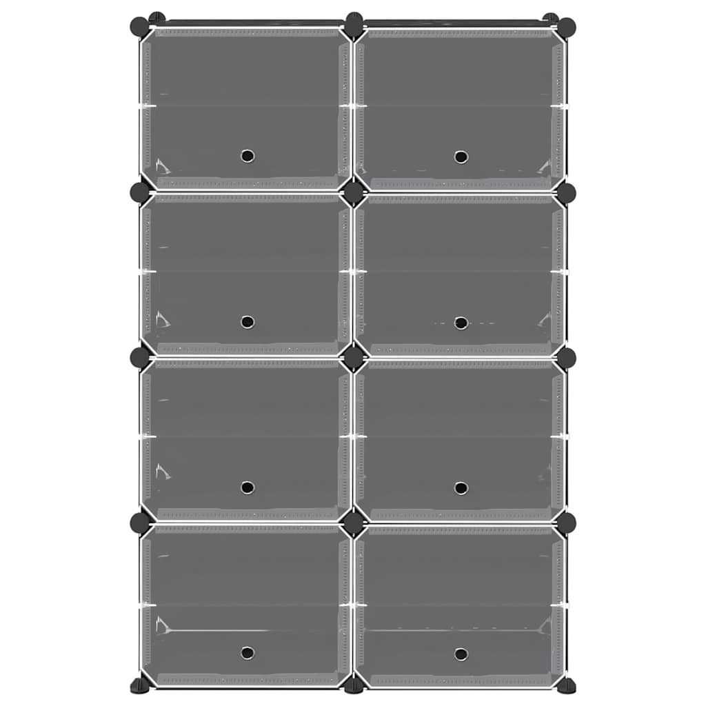 Storage Cube Organiser with 8 Cubes and Doors Black PP - Bargainia.com - 