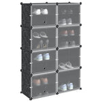 Storage Cube Organiser with 8 Cubes and Doors Black PP - Bargainia.com - 