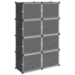 Storage Cube Organiser with 8 Cubes and Doors Black PP - Bargainia.com - 