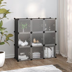 Storage Cube Organiser with 9 Cubes and Doors Black PP - Bargainia.com - 