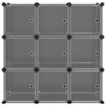 Storage Cube Organiser with 9 Cubes and Doors Black PP - Bargainia.com - 