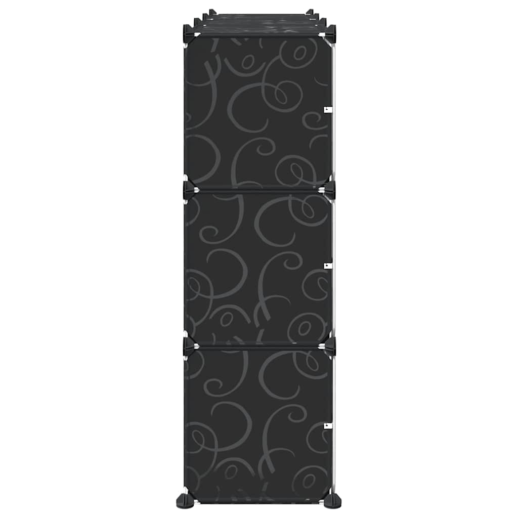 Storage Cube Organiser with 9 Cubes and Doors Black PP - Bargainia.com - 