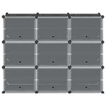 Storage Cube Organiser with 9 Cubes and Doors Black PP - Bargainia.com - 