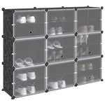 Storage Cube Organiser with 9 Cubes and Doors Black PP - Bargainia.com - 