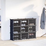 Storage Cube Organiser with 9 Cubes and Doors Black PP - Bargainia.com - 