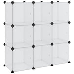 Storage Cube Organiser with 9 Cubes and Doors Transparent PP - Bargainia.com - 