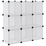 Storage Cube Organiser with 9 Cubes and Doors Transparent PP - Bargainia.com - 