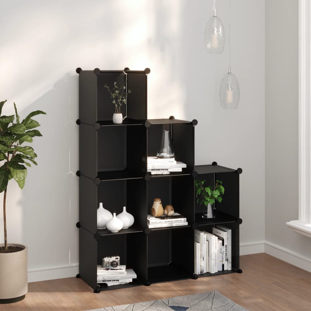 Storage Cube Organiser with 9 Cubes Black PP - Bargainia.com - 