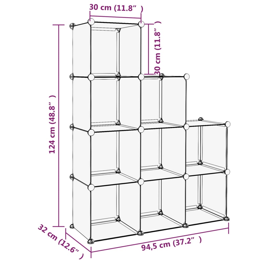Storage Cube Organiser with 9 Cubes Black PP - Bargainia.com - 