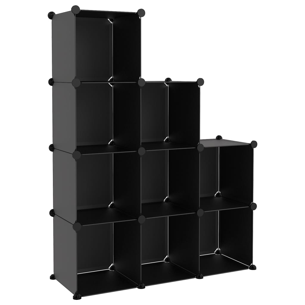 Storage Cube Organiser with 9 Cubes Black PP - Bargainia.com - 