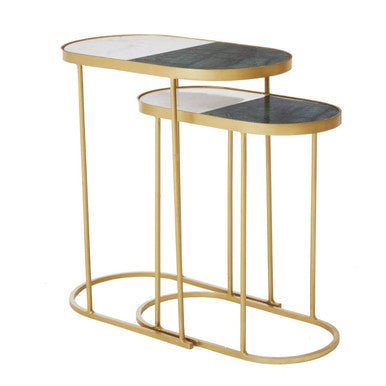 Suar Nest Of Two Marble Top Side Tables - Bargainia.com - 5018705959849