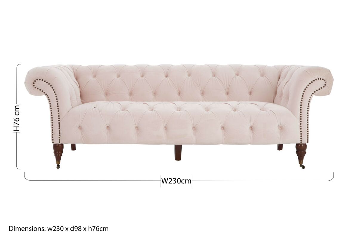 Suri 3 Seat Blossom Fabric Chesterfield Sofa - Bargainia.com - 