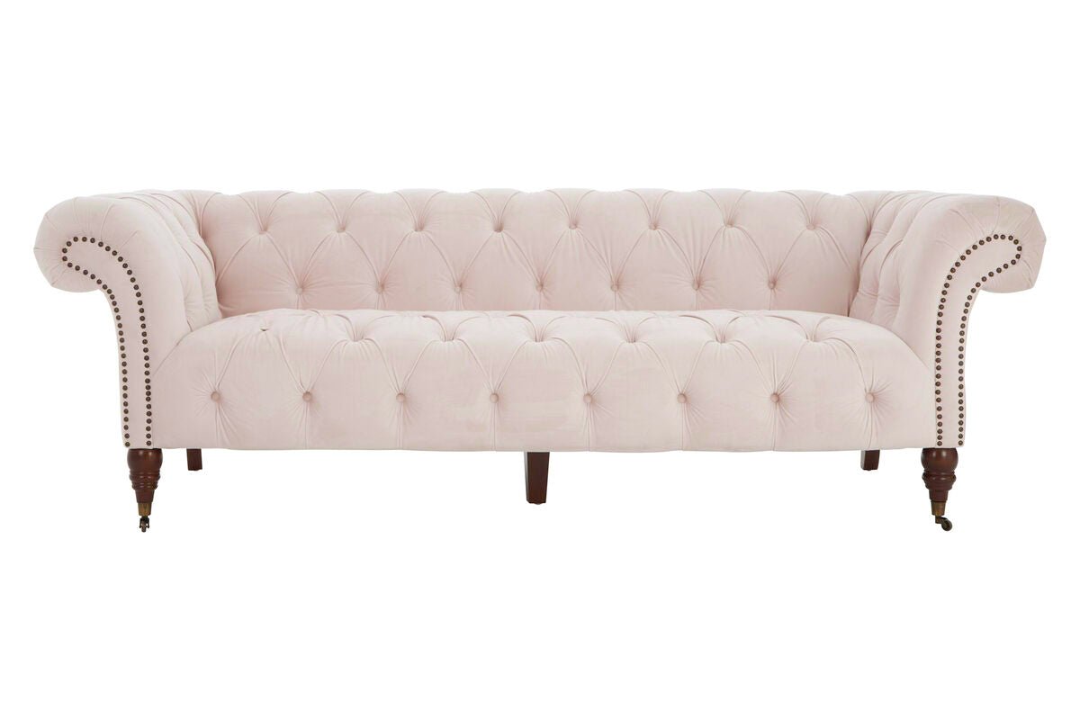 Suri 3 Seat Blossom Fabric Chesterfield Sofa - Bargainia.com - 