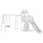 Swing Seat with Rope Ladder and Climbing Stones Blue PE - Bargainia.com - 
