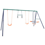Swing Set with Gymnastic Rings and 4 Seats Steel - Bargainia.com - 