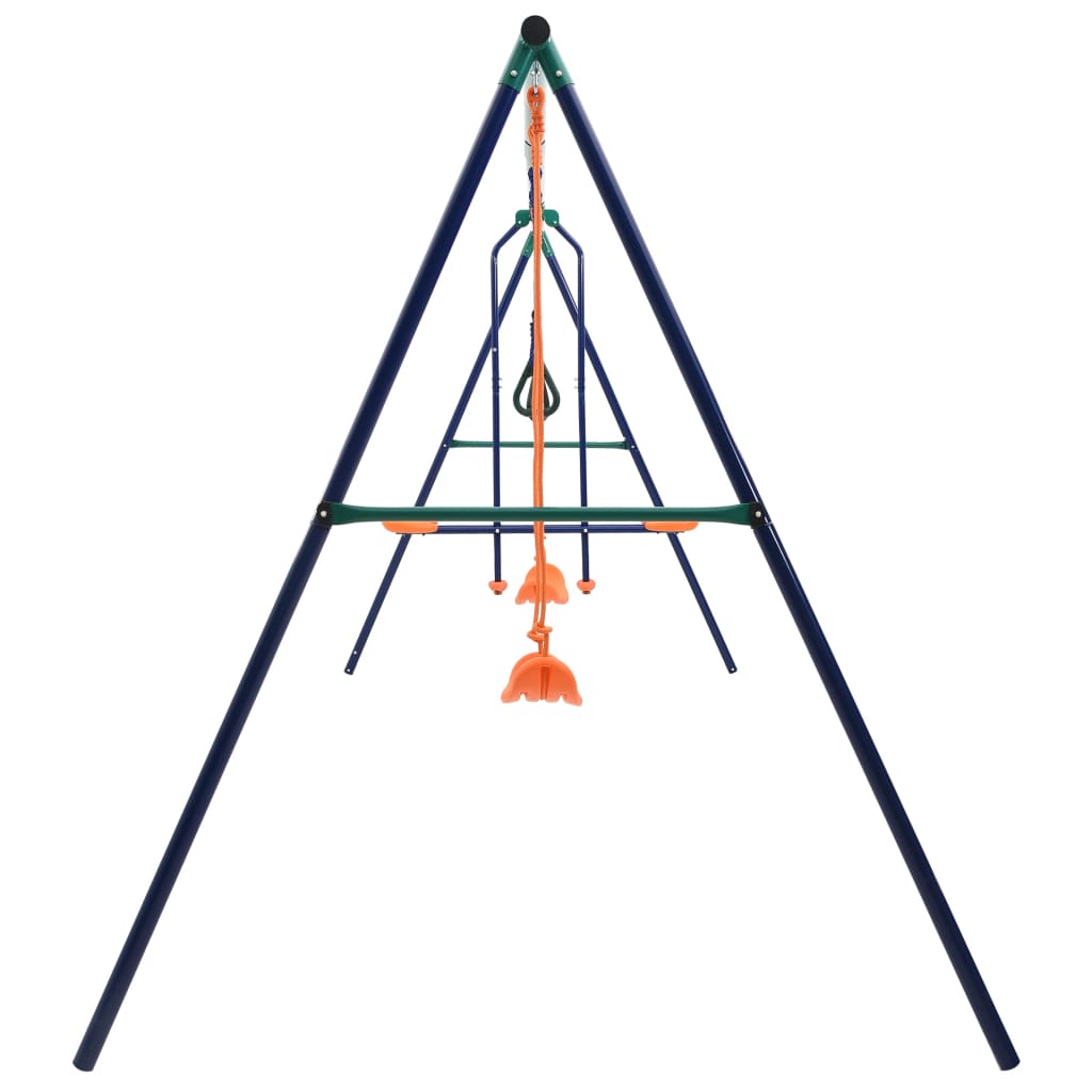Swing Set with Gymnastic Rings and 4 Seats Steel - Bargainia.com - 