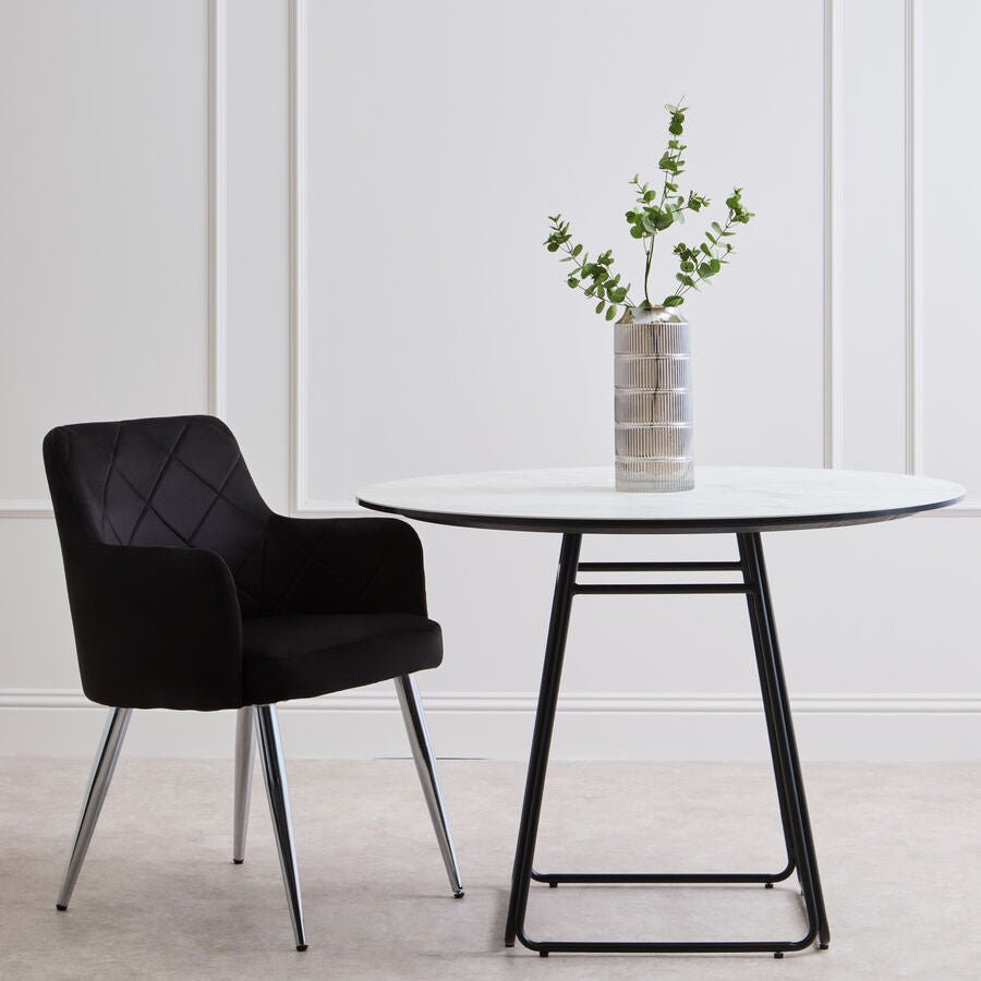 Tamzin Black Velvet Splayed Dining Chair - Bargainia.com - 5018705462622