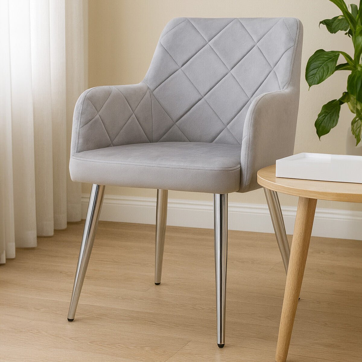 Tamzin Mink Velvet Splayed Dining Chair - Bargainia.com - 5018705462608