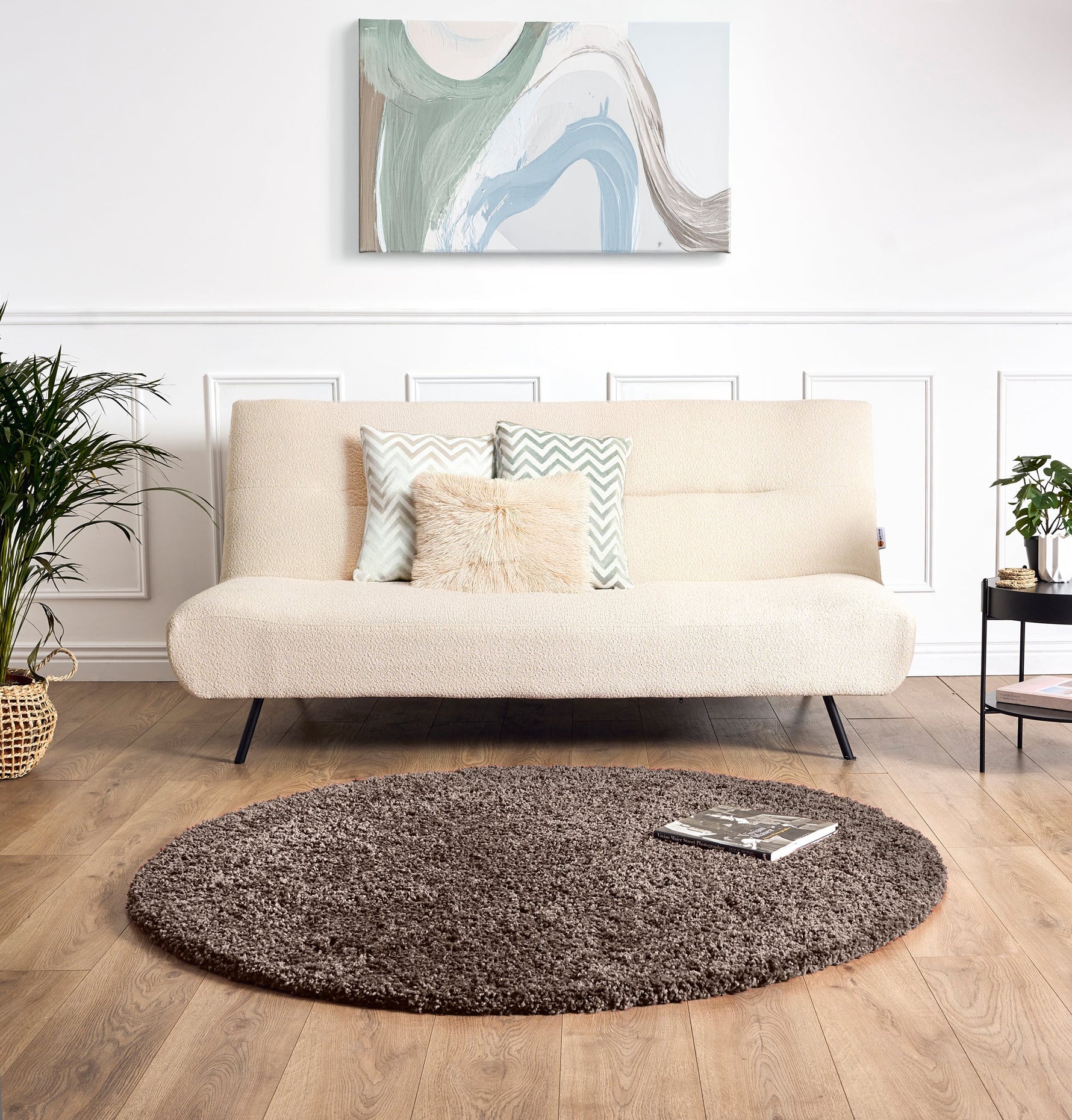 Taupe Thick Shaggy Rug - California - Bargainia.com - 