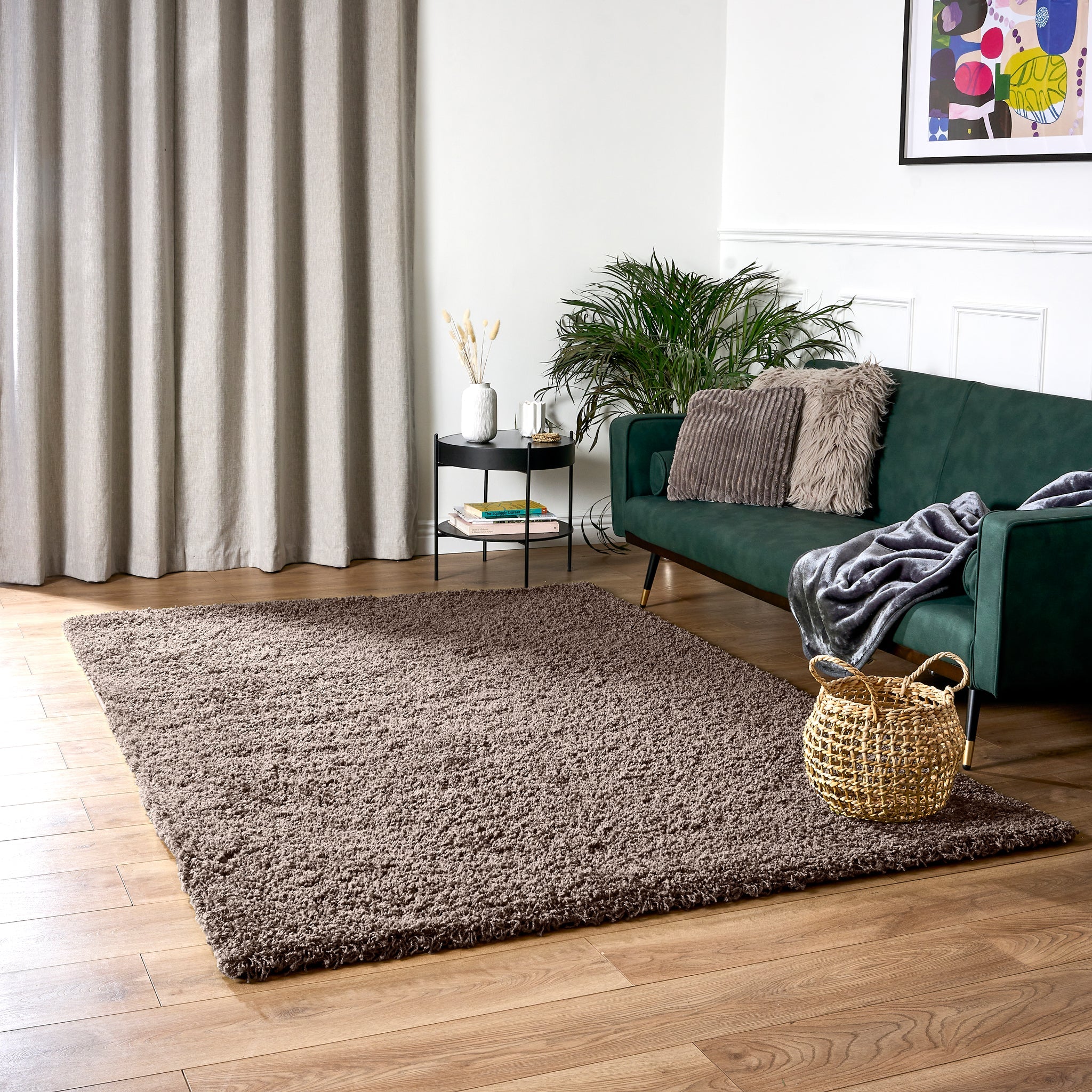 Taupe Thick Shaggy Rug - California Rugs Rug Masters