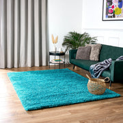 Teal Blue Thick Shaggy Rug - California Rugs Rug Masters