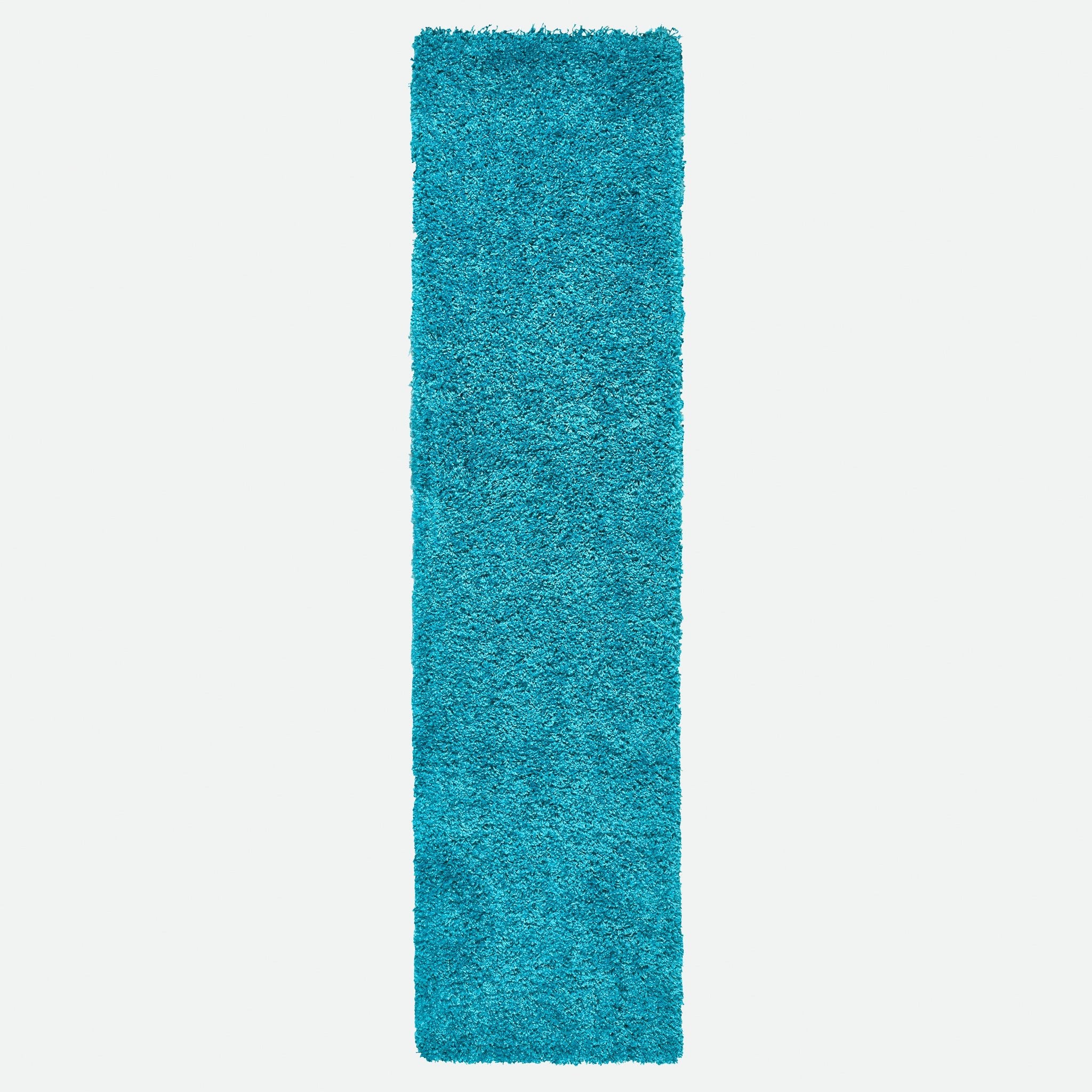 Teal Blue Thick Shaggy Rug - California Rugs Rug Masters 60x230cm (2'x7'8")