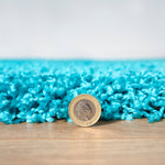 Teal Blue Thick Shaggy Rug - California - Bargainia.com - 