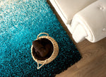 Teal Ombre Blend Shaggy Rug - California - Bargainia.com - 