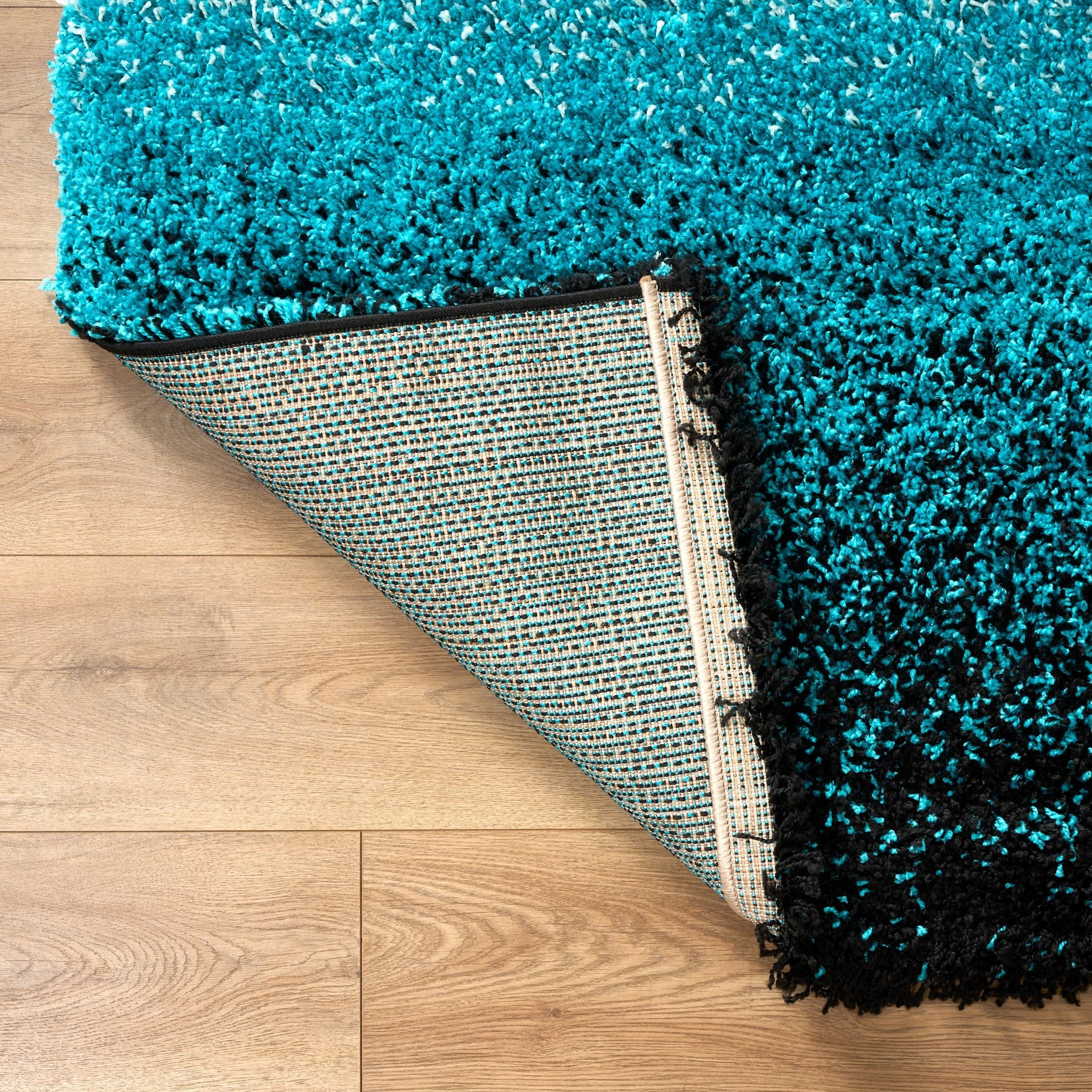 Teal Ombre Blend Shaggy Rug - California Rugs Rug Masters