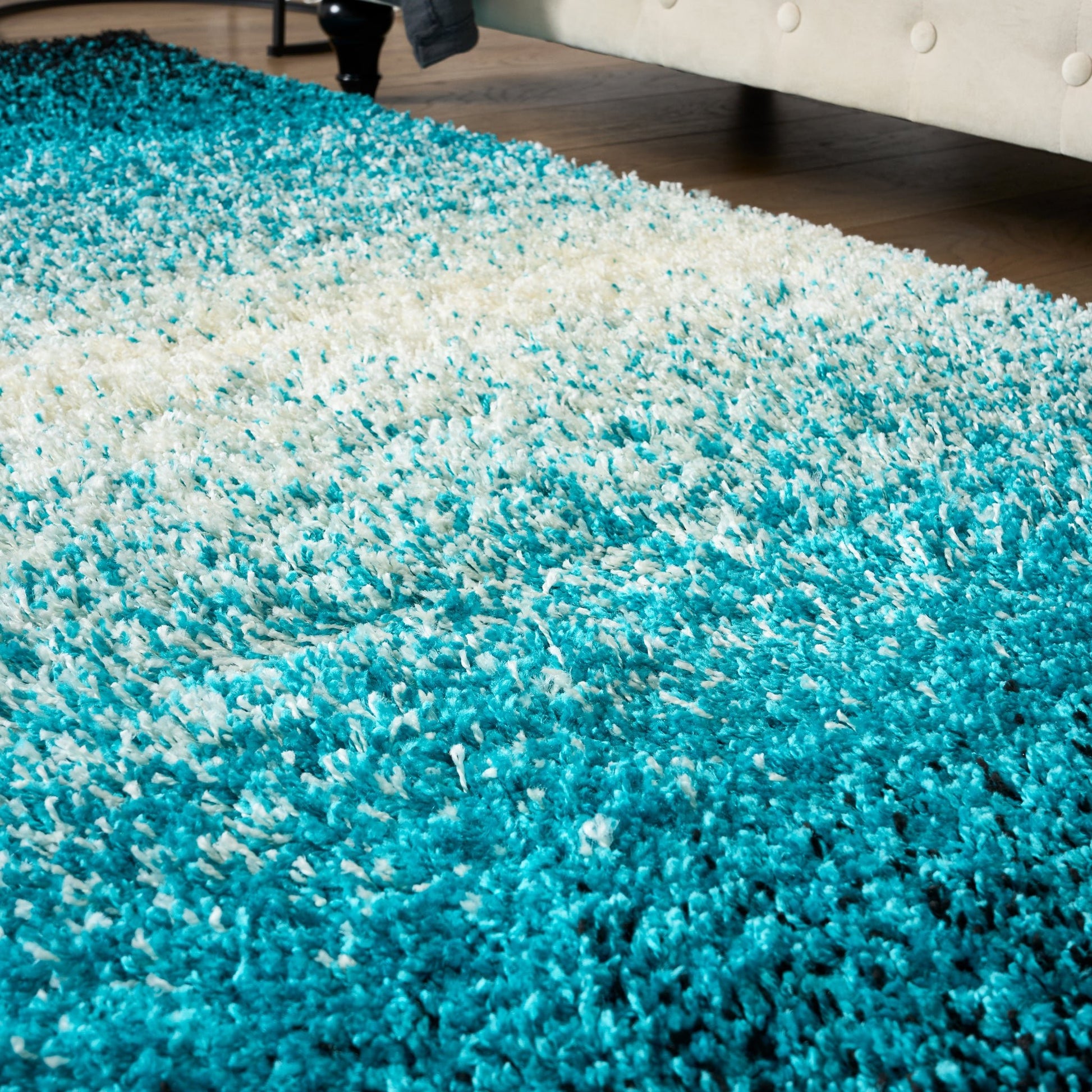 Teal Ombre Blend Shaggy Rug - California Rugs Rug Masters
